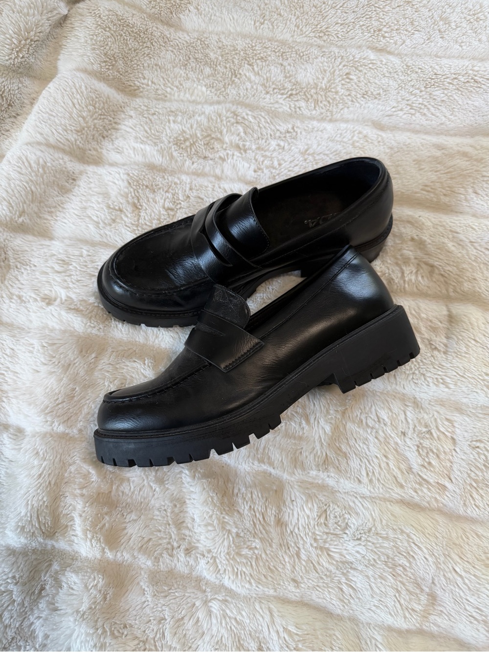 Soda Black Chunky Lug Penny Loafers